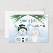Sneeuw in liefde winter bruiloft bedankkaart (Voorkant / Achterkant)