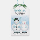 Sneeuw in liefde winter bruiloft cadeaulabel (Voorkant)