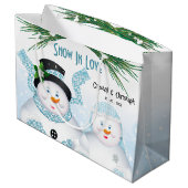 Sneeuw in liefde winter bruiloft groot cadeauzakje (Achterkant Gekanteld)