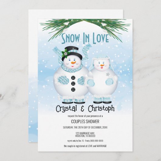 Sneeuw in liefde winter bruiloft kaart (Voorkant / Achterkant)