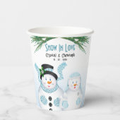 Sneeuw in liefde winter bruiloft papieren bekers (Achterkant)