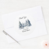 Sneeuw in Liefde winter dennenbos Bridal Dank U Ronde Sticker (Envelop)