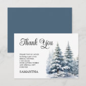 Sneeuw in liefde winter dennenbos Bruidsdouche Bedankkaart (Voorkant / Achterkant)