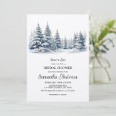 Sneeuw in liefde winter dennenbos Bruidsdouche Kaart (Staand voorkant)