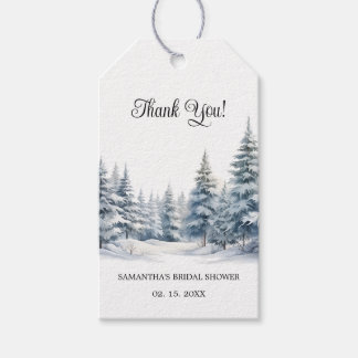 Sneeuw in Liefde winter dennenbos Dank U Cadeaulabel
