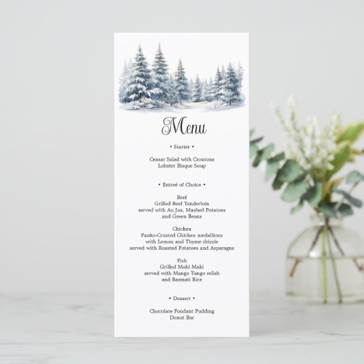 Sneeuw in Liefde winter dennenbos Menu (Staand voorkant)