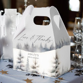 Sneeuw in liefde winter dennenbos vrijgezellenfees bedankdoosjes