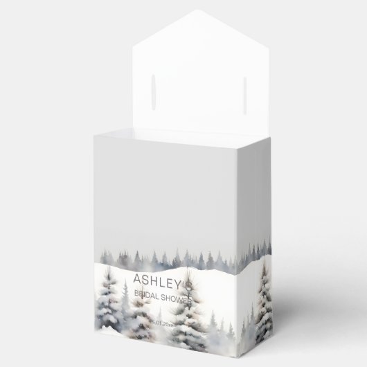 Sneeuw in liefde winter dennenbos vrijgezellenfees bedankdoosjes (Geopend)