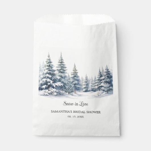 Sneeuw in Liefde winter dennenbos Vrijgezellenfees Bedankzakje (Voorkant)