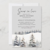 Sneeuw in liefde winter dennenbos vrijgezellenfees kaart (Voorkant)
