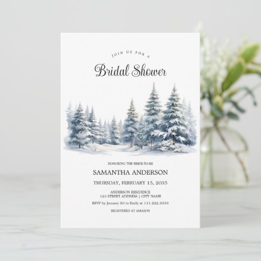 Sneeuw in Liefde winter dennenbos Vrijgezellenfees Kaart (Staand voorkant)