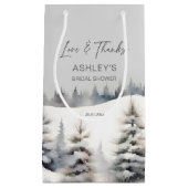 Sneeuw in liefde winter dennenbos vrijgezellenfees klein cadeauzakje (Voorkant)