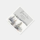 Sneeuw in liefde winter dennenbos vrijgezellenfees servet (Hoek)