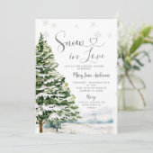 Sneeuw in Liefde Winter Evergreen Vrijgezellenfees Kaart (Staand voorkant)