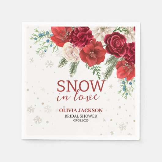 Sneeuw in Liefde Winter Rustiek Sneeuwvlok Vrijgez Servet (Voorkant)