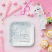 Sneeuw in liefde Winter Sneeuwvlok Bruidsdouche  Papieren Bordje (Feest)