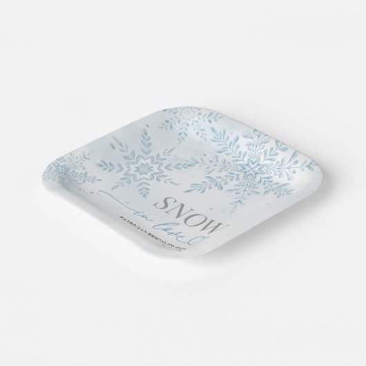 Sneeuw in liefde Winter Sneeuwvlok Bruidsdouche  Papieren Bordje (Gebogen)