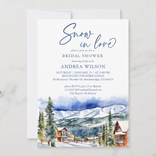 Sneeuw in liefde winter vrijgezellenfeest bergdorp kaart (Voorkant)