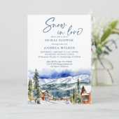 Sneeuw in liefde winter vrijgezellenfeest bergdorp kaart (Staand voorkant)