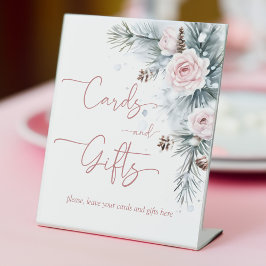 Sneeuw in liefde winter vrijgezellenfeest cadeau t reclamebord met voetstuk