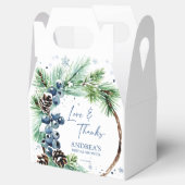 Sneeuw in liefde winter vrijgezellenfeest dennenkr bedankdoosjes (Geopend)