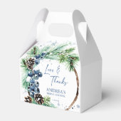 Sneeuw in liefde winter vrijgezellenfeest dennenkr bedankdoosjes (Voorkant Zijde)