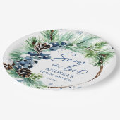 Sneeuw in liefde winter vrijgezellenfeest dennenkr papieren bordje (Gekanteld)