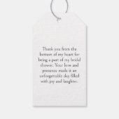 Sneeuw in liefde winter vrijgezellenfeest gunst cadeaulabel (Achterkant)