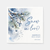 Sneeuw in liefde winter vrijgezellenfeest monogram servet (Voorkant)