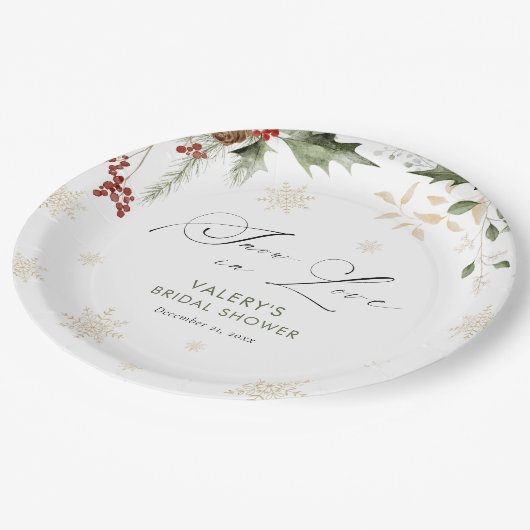 Sneeuw in Liefde Winter Vrijgezellenfeest Papieren Bordje (Gekanteld)