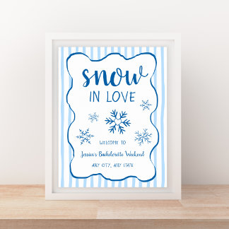Sneeuw in liefde winter vrijgezellenfeest welkomst poster