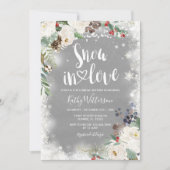 Sneeuw in liefde Winter Wit Bloemen Vrijgezellenfe Kaart (Voorkant)