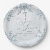 Sneeuw in liefde Winter Wonderland Bruidsborrel Papieren Bordje (Voorkant)