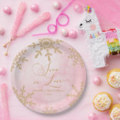 Sneeuw in liefde Winter Wonderland Bruidsborrel Papieren Bordje (Feest)