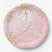 Sneeuw in liefde Winter Wonderland Bruidsborrel Papieren Bordje (Voorkant)