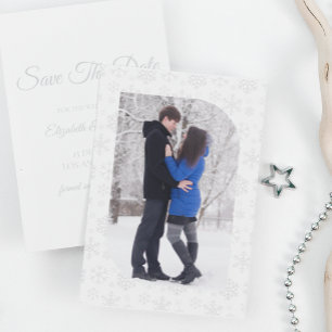 Sneeuw in liefde Winterhuwelijk Save The Date