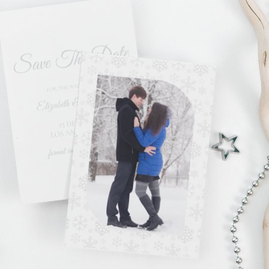 Sneeuw in liefde Winterhuwelijk Save The Date