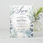 Sneeuw in liefde winterwonderland blauw Vrijgezell Kaart (Staand voorkant)