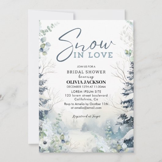 Sneeuw in liefde winterwonderland blauw Vrijgezell Kaart (Voorkant)