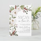 Sneeuw in Liefde Witte Bloemen Pine Winter Kaart (Staand voorkant)