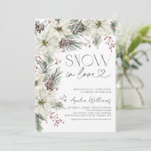 Sneeuw in liefde Witte Poinsettia Winter Kaart (Staand voorkant)