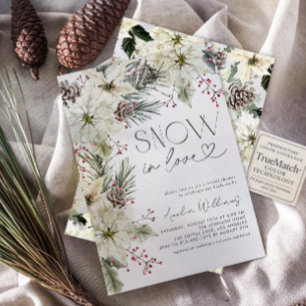 Sneeuw in liefde Witte Poinsettia Winter Kaart