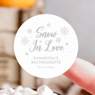 Sneeuw in liefde Witte Winter Bachelorette Ronde Sticker