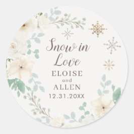 Sneeuw in liefde Witte Winter Bloemen Ronde Sticker