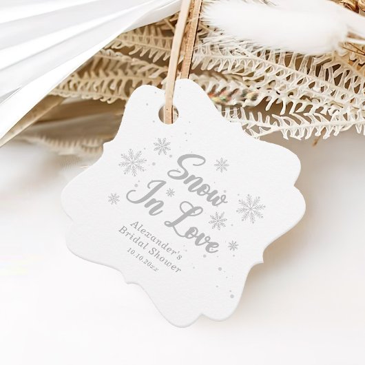Sneeuw in liefde Witte Winter Bruidsdouche Bedankjes Labels