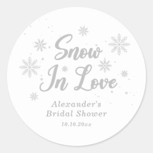 Sneeuw in liefde Witte Winter Bruidsdouche Ronde Sticker