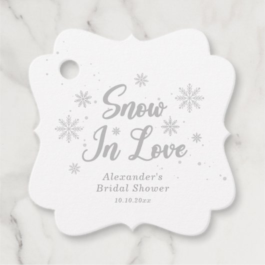 Sneeuw in liefde Witte Winter Bruidsfeest Bedankjes Labels (Voorkant)