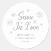 Sneeuw in liefde Witte Winter Bruidsfeest Ronde Sticker (Voorkant)