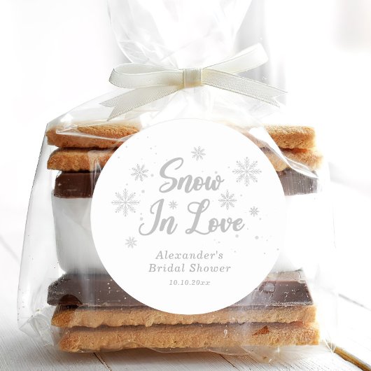 Sneeuw in liefde Witte Winter Bruidsjurk Shower Ronde Sticker