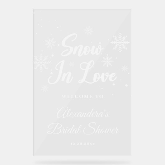 Sneeuw in liefde Witte Winter Vrijgezellenfeest We Acryl Bord (Voorkant)